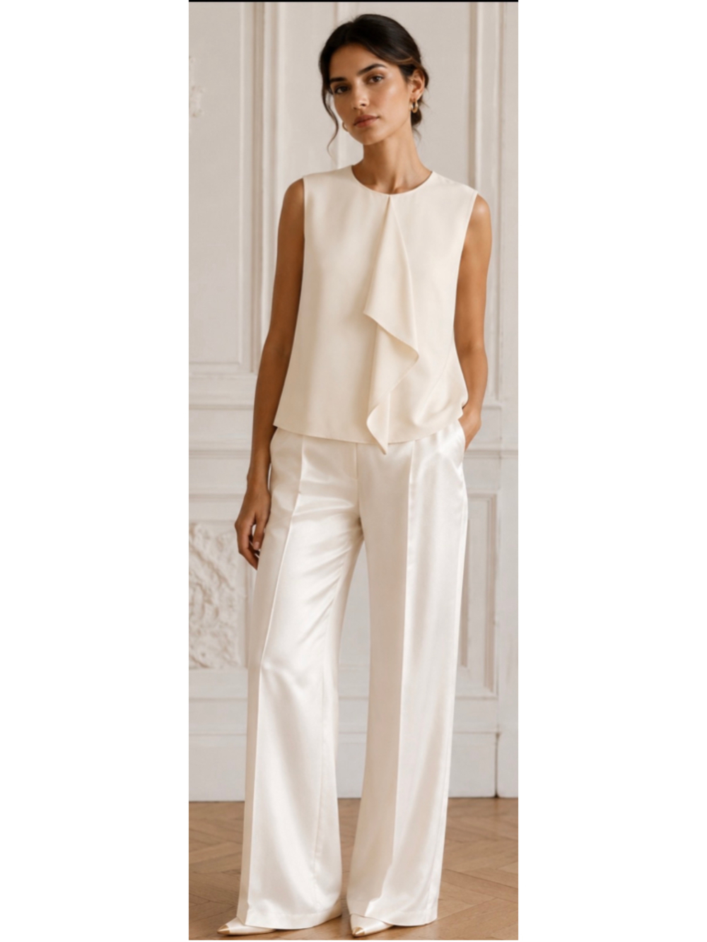 Ralph Lauren Purple Label Silk Sleeveless Blouse, Beige, Size 8 New w Tags